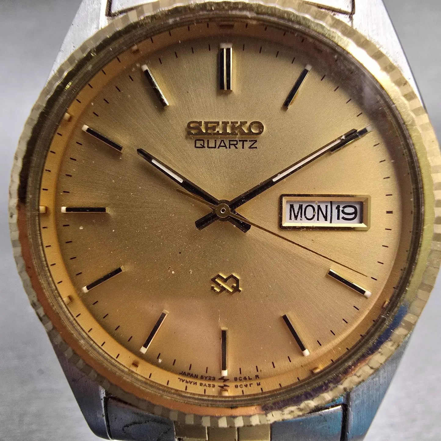 Seiko President Watch Men 36mm Gold Dial Two Tone Daydate 5Y23-8A60 New Battery1