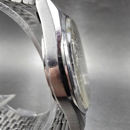 Seiko SQ Watch Men 34mm Blue Dial Silver Daydate 7123-8430 Round PARTS VTG4