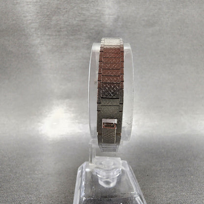 Seiko Watch Women 16mm Blue Dial Silver Tone Rectangle 165009 New Batt NOS7