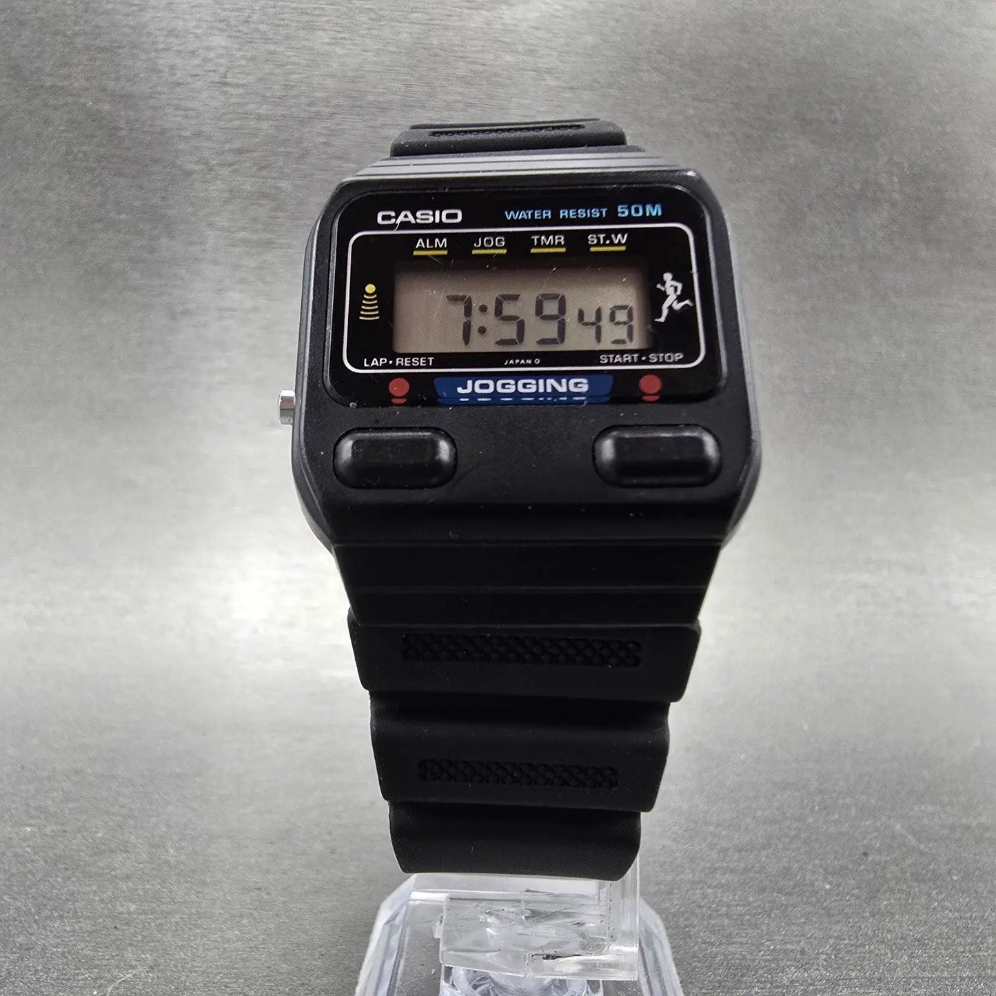 Casio J-31W Watch Men 31mm Black Alarm Chronograph Jogging New Battery VTG5