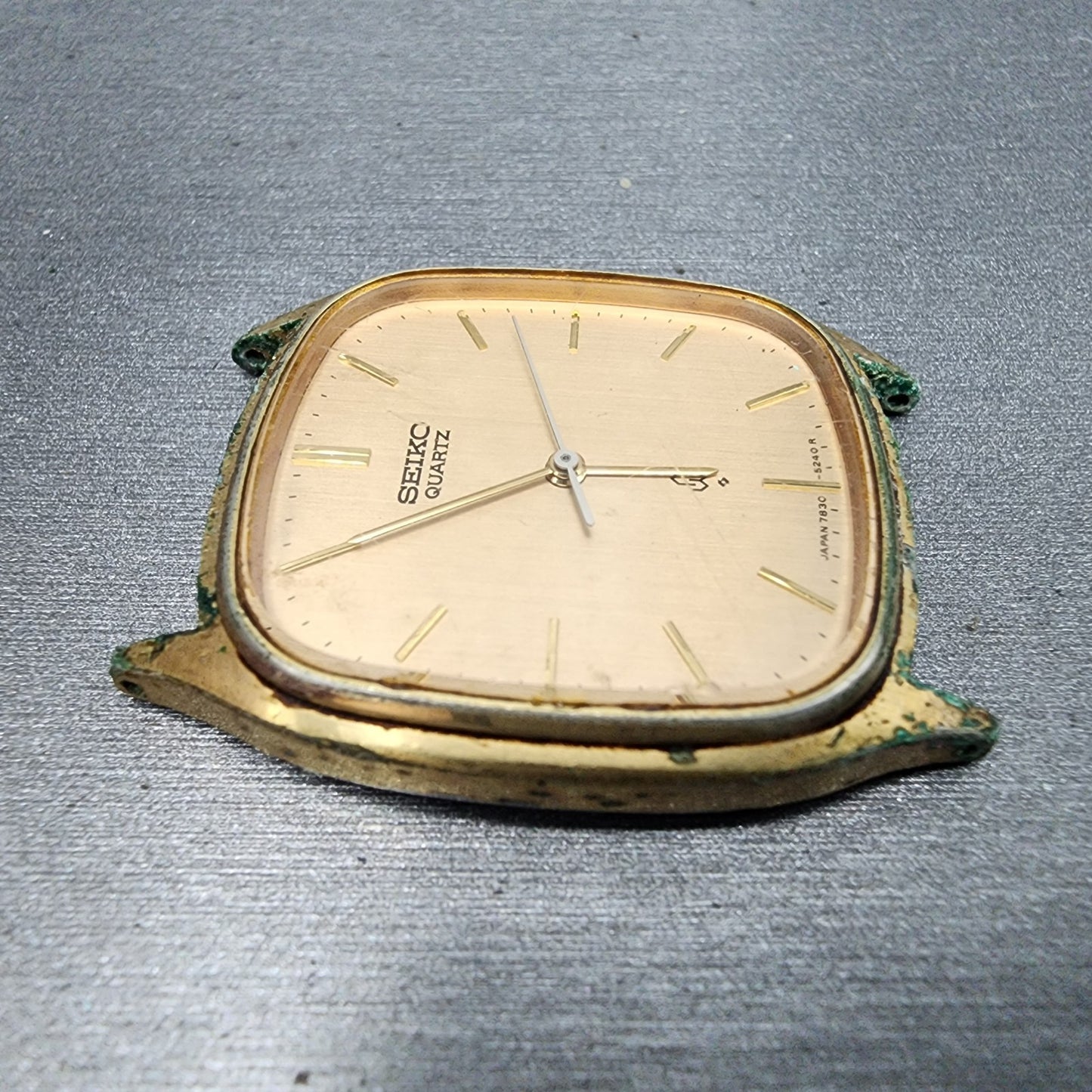 Seiko Tank Watch Men 30mm Champagne Dial Gold Tone 78305210 New Battery READ!!!3