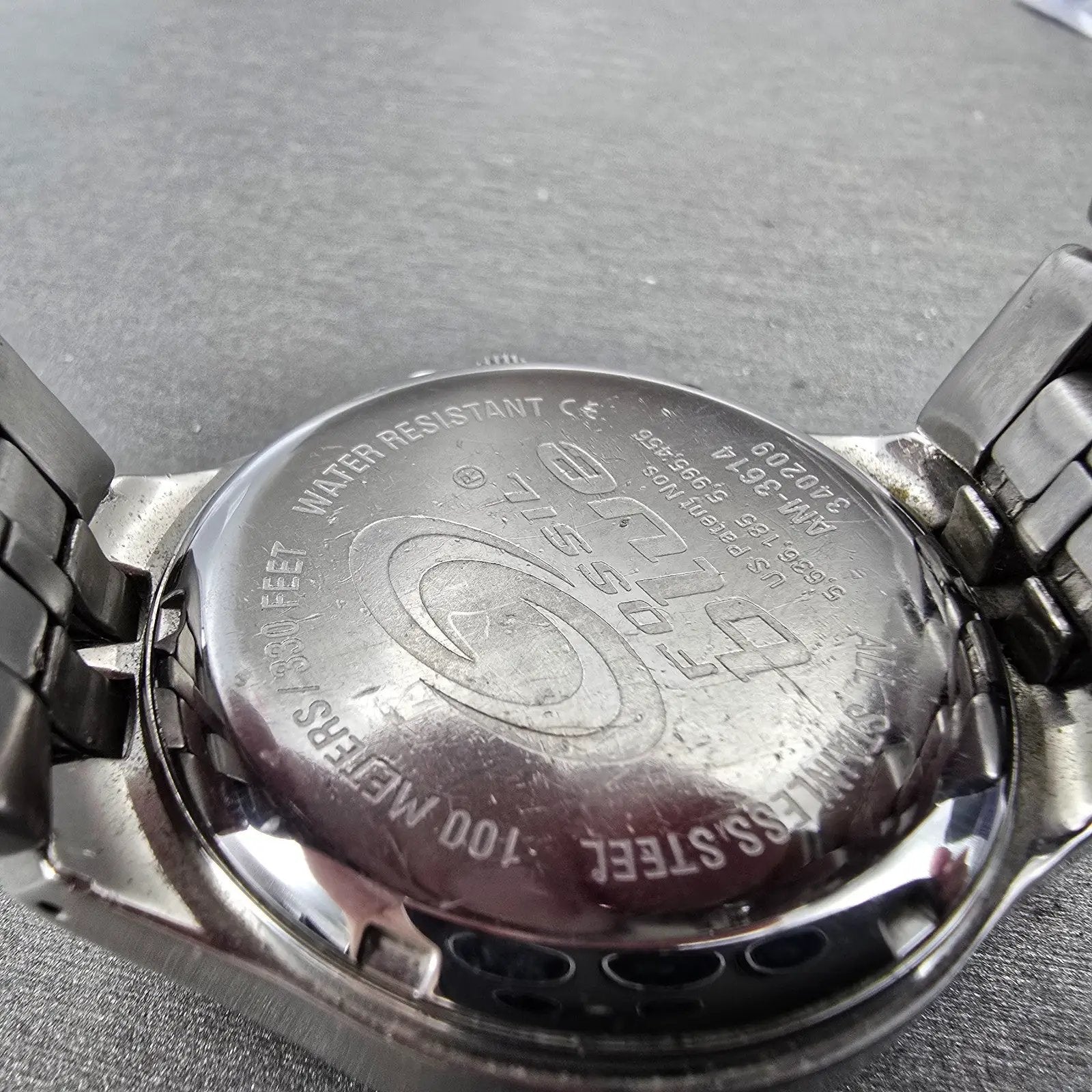 Fossil Blue Watch Men 40mm Red & Silver Dial Silver Tone AM-3614 New Battery9