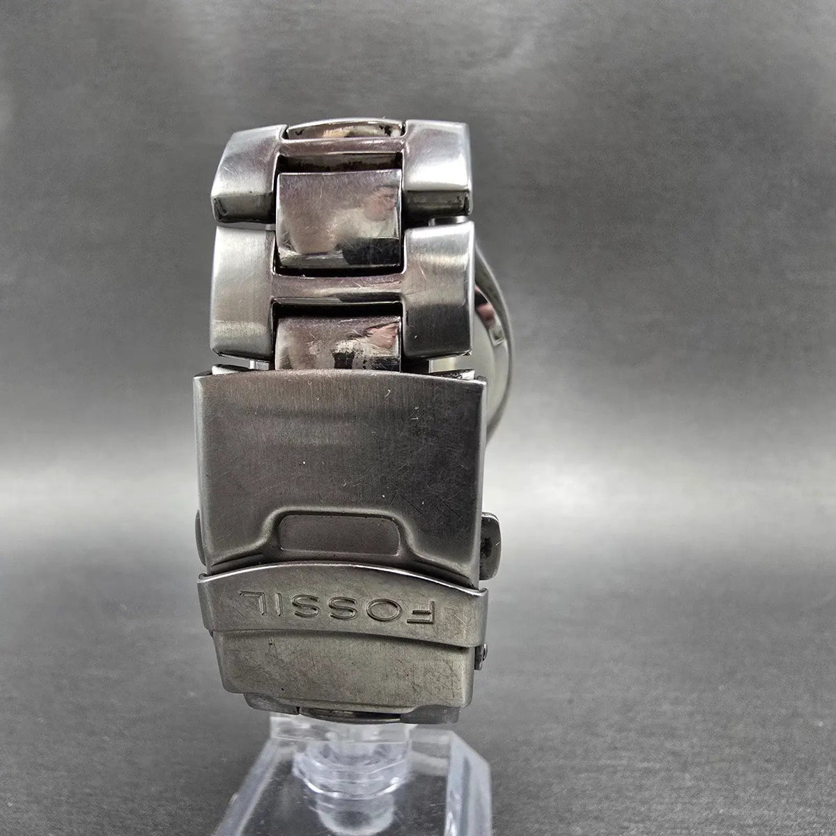 Fossil Big Tick Dragon Watch Men 40mm Red Dial Silver Tone JR-8161 New Battery G7