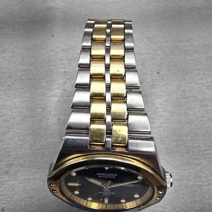 Seiko Sports 100 Watch Men 38mm Black Dial Two Tone Daydate 8229-7019 New Batt4