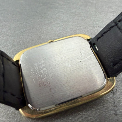 Seiko Tank Watch Men 27mm Champagne Dial Gold Tone Vinatge 9300-5009 New Battery9