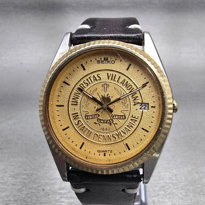 Seiko Villanova President Watch Men 36mm Gold Dial TwoTone Date 5H23-8029 NewBat0