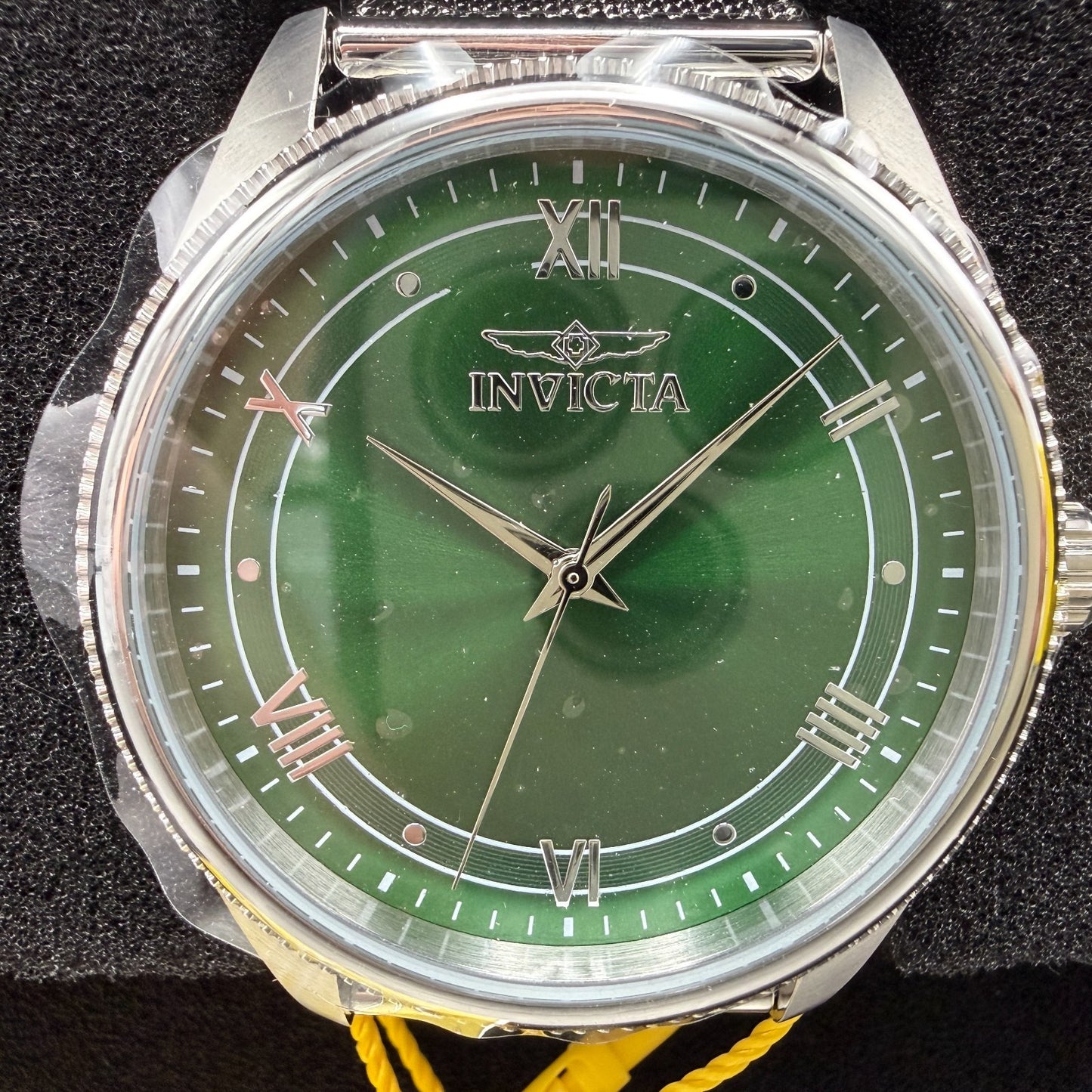 Invicta Celestial Watch Men 43mm Green Dial Silver Round Mesh Band 484821