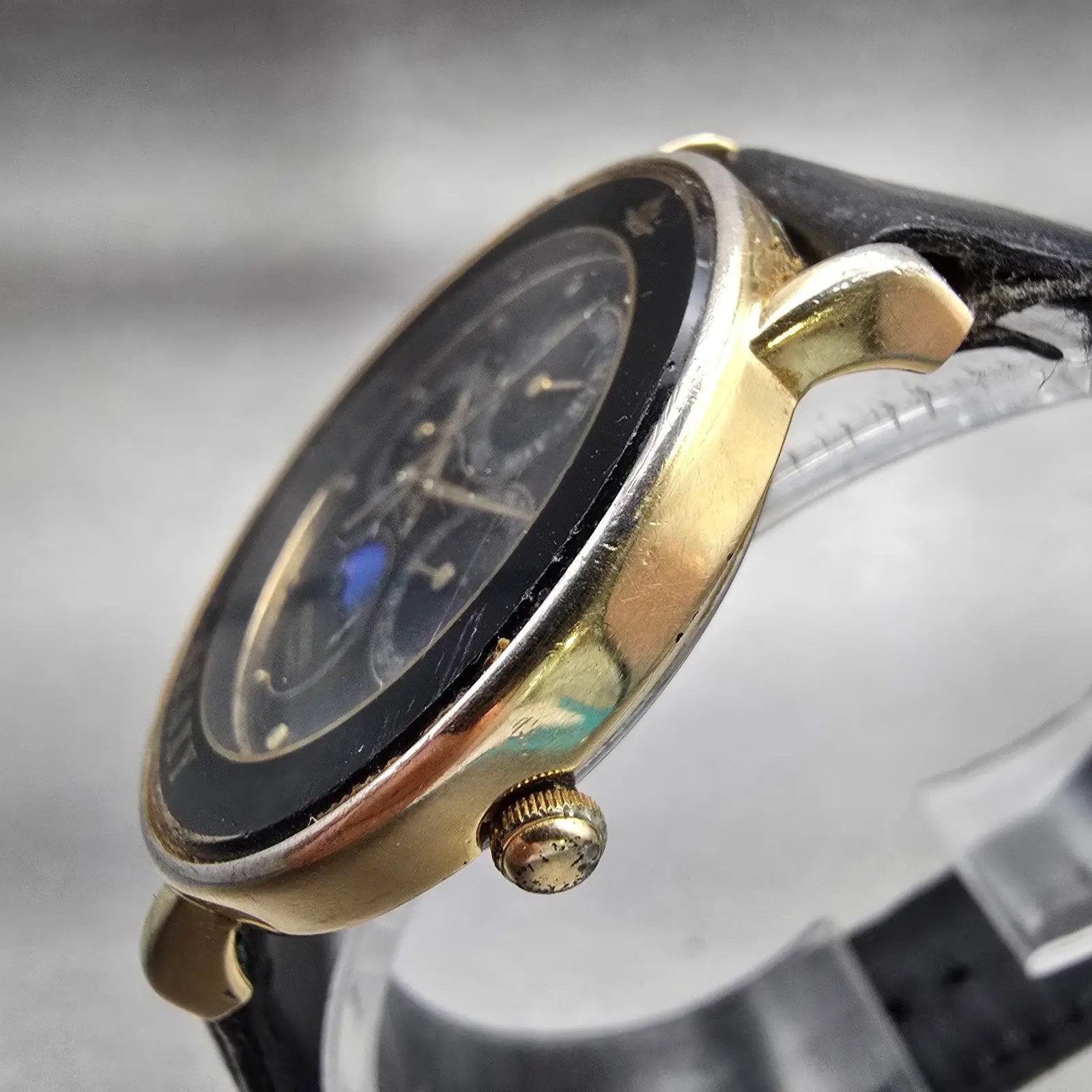 Seiko Galaxy Watch Men 35mm Black Dial Two Tone Sun Moon 5Y88-6010 New Battery2