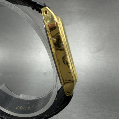 Citizen Q&Q tank Voken Watch Unisex 26mm Gray Dial Gold Tone Rectangle New Batt3