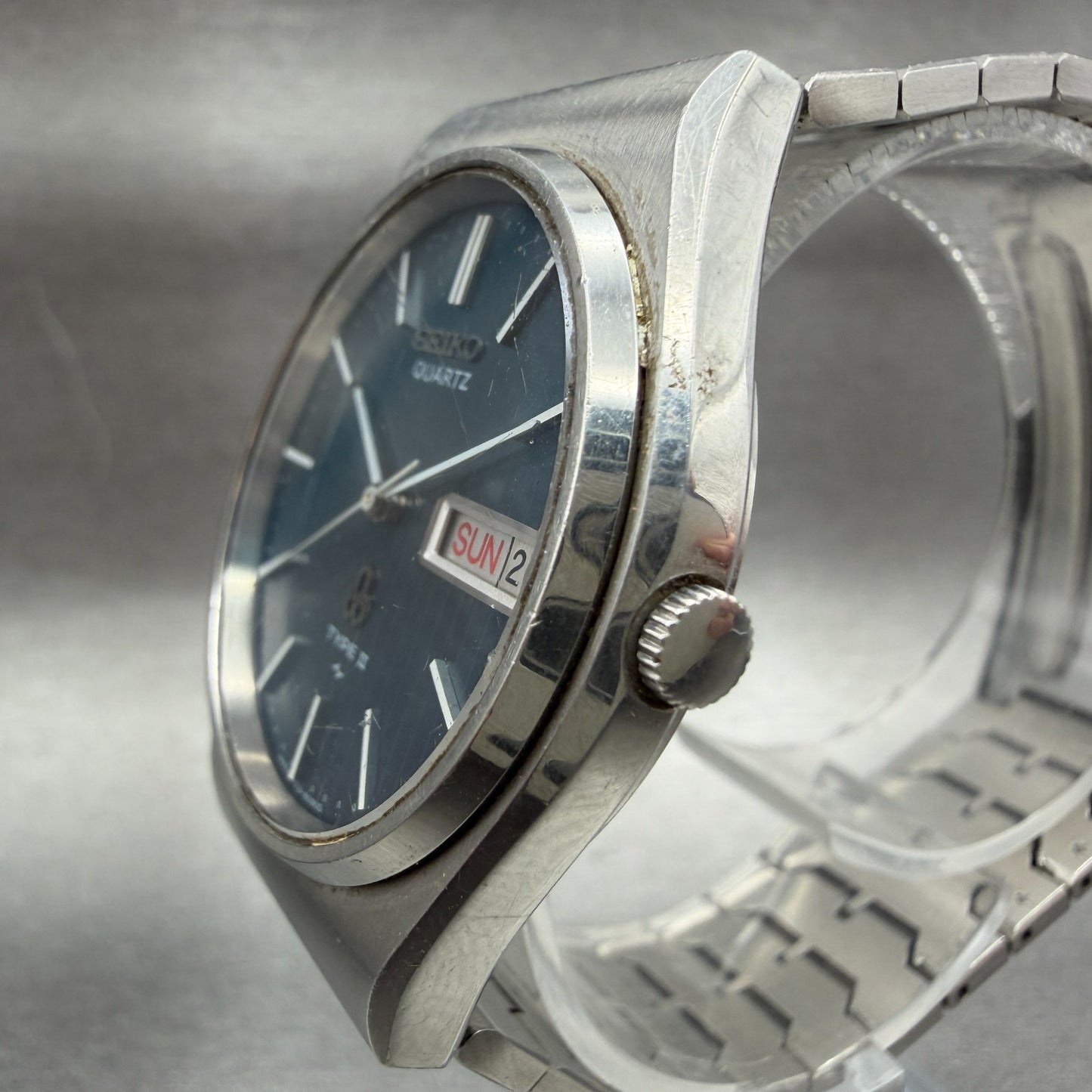 Seiko Type 2 Watch Men 35mm Blue Dial Silver Tone Daydate Round 71238090 Newbat2