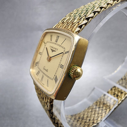 Longines Watch Women 22mm Champagne Dial Gold Plated Rectangle New Battery2