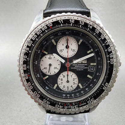 Nissan NISMO Chronograph Watch Men 40mm Black Dial Steel Date Round New Battery2