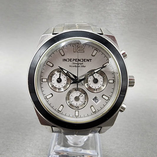 Citizen Independent Chronograph Watch Men 40mm White Dial Steel Date New Battery