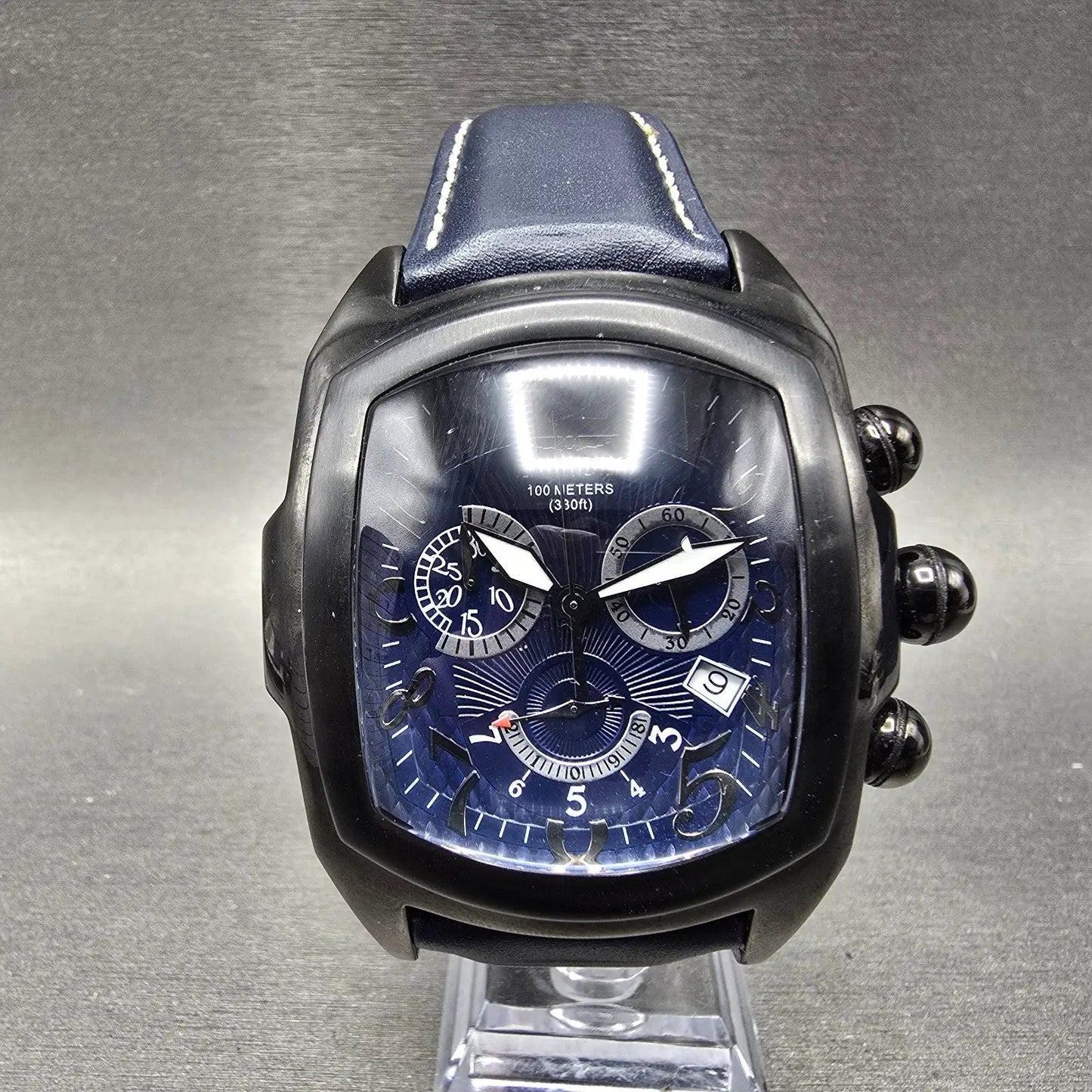 Invicta Lupah Chronograph Watch Men 47mm Blue Dial Black Date 33379 New Battery0