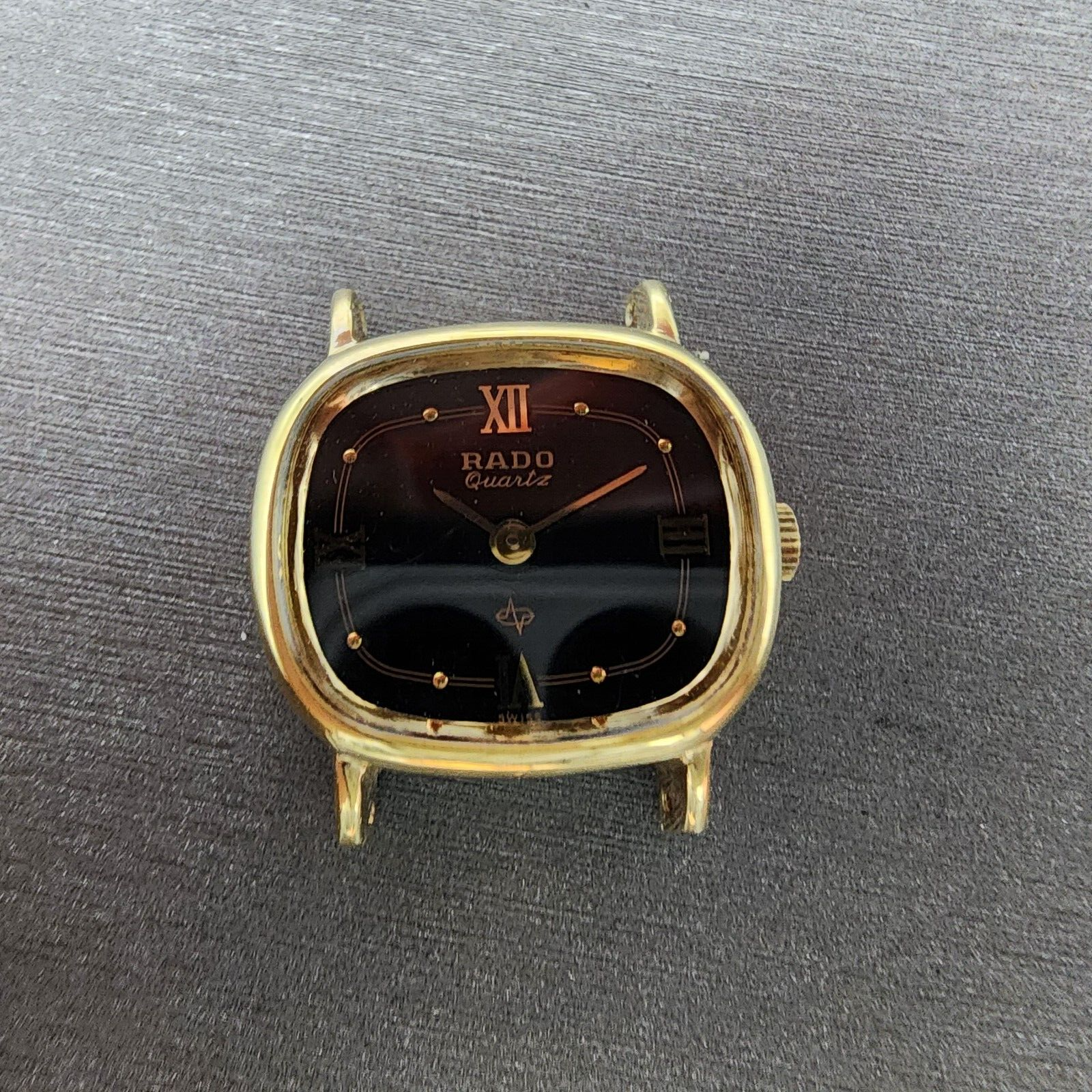 Rado Watch Women 23mm Black Dial Gold Tone Rectangle 700.9003.2 PARTS0