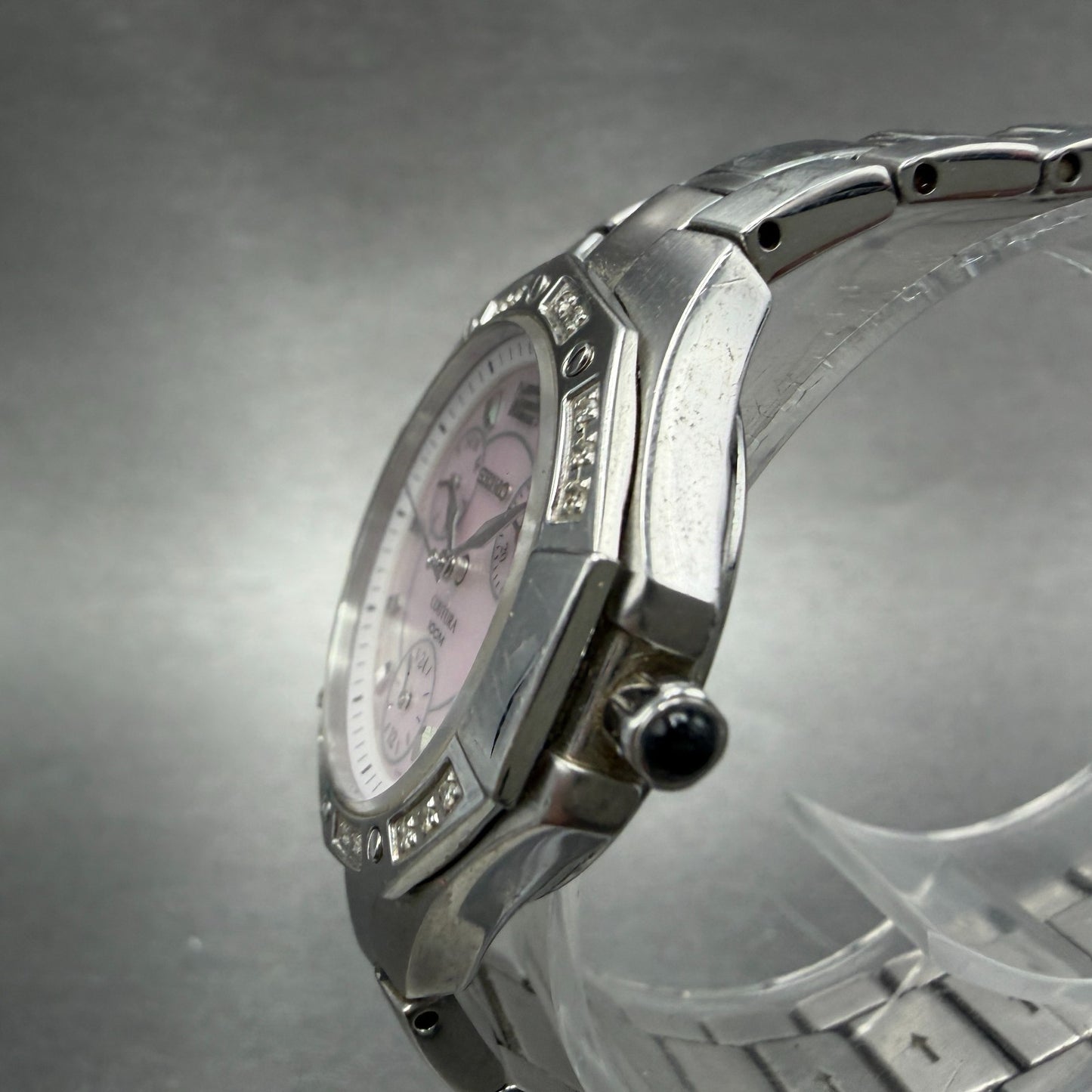 Seiko Coutura Watch Women 31mm MOP Dial Silver Tone Daydate 5Y85-0AJ0 NewBattery2