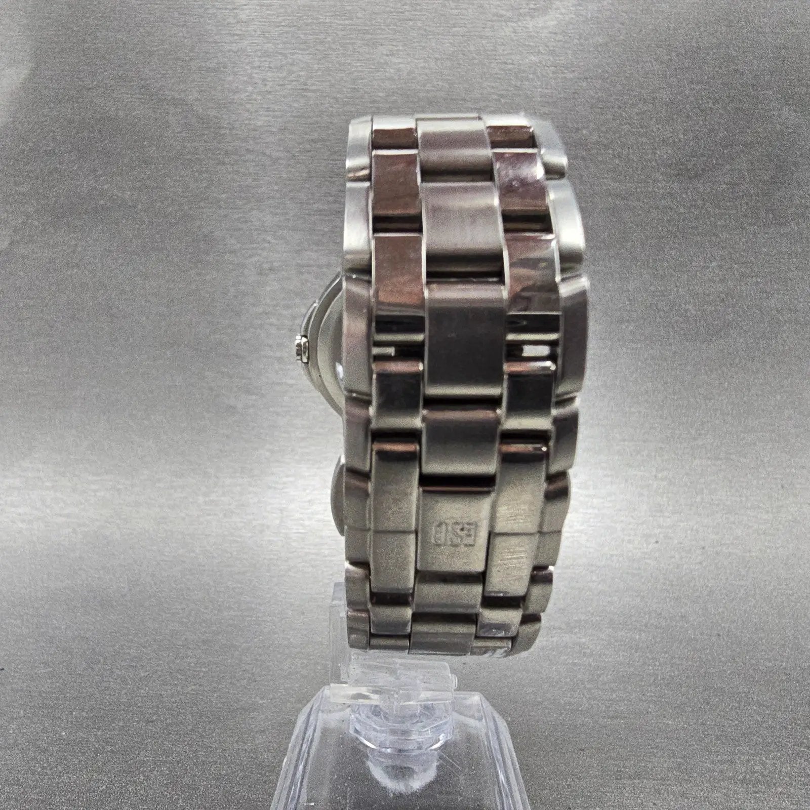 ESQ Watch Men 36mm Black Dial Silver Tone Daydate Round E5312 New Battery Swiss7