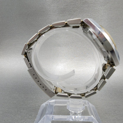 Bulova Accutron Quartz Watch Men 37mm Silver Dial Two Tone DualDay New Battery8