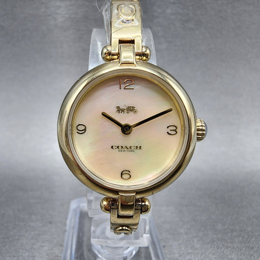 Coach Carry Watch Women 26mm MOP Dial Gold Tone Bangle Round 145040060