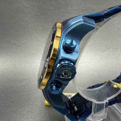 Invicta Pro Diver Watch Men 49mm Gold Dial Blue Tone Daydate Round 15044 New Bat2