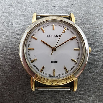 Seiko Lucent Watch Men 30mm White Dial Two Tone 7n01-615a New battery