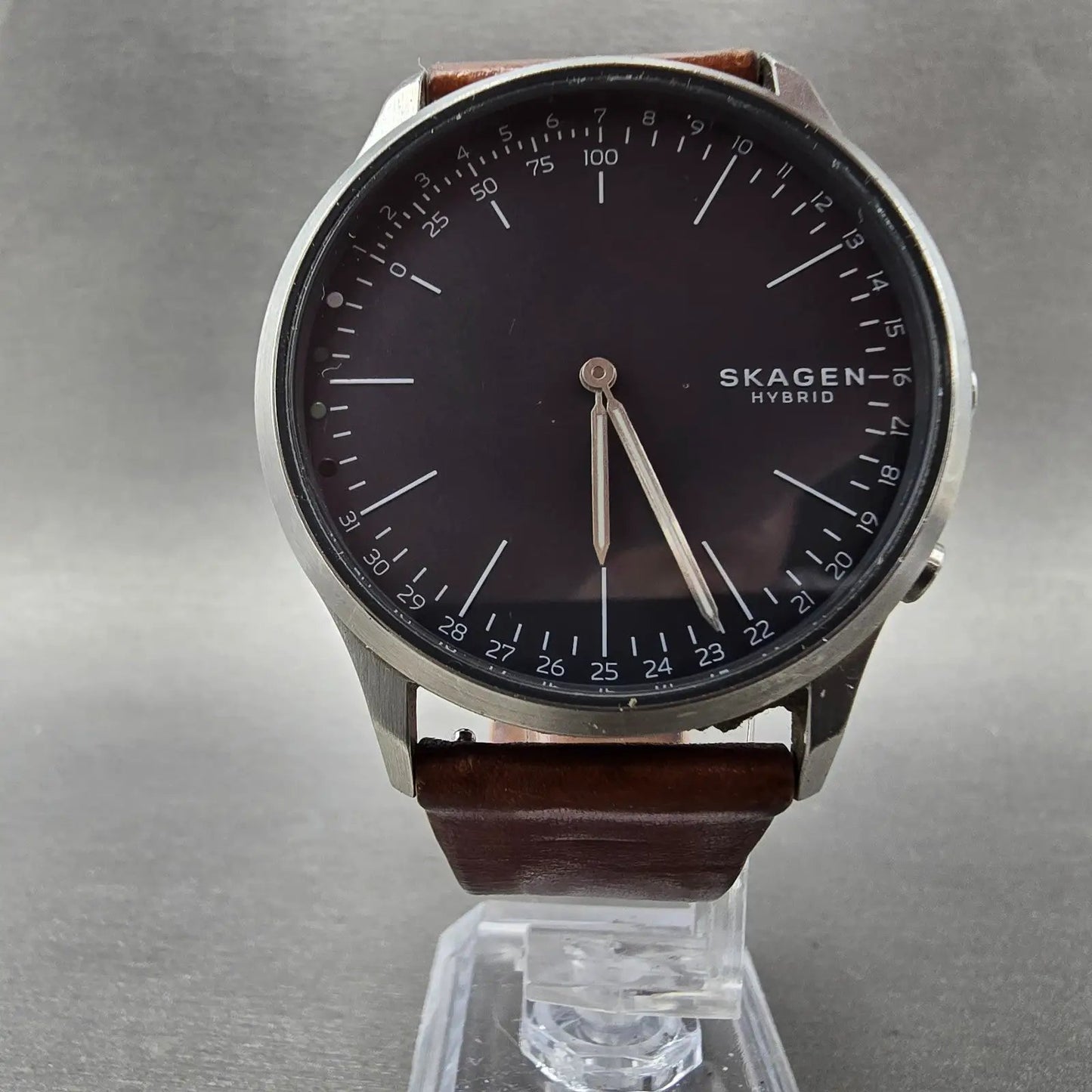 Skagen Hybrid Watch Men 41mm Gray Dial Silver Tone Round SKT1200 New Battery5