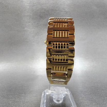 Seiko Watch Men 33mm Gold Dial Gold Tone Daydate Round 5Y236090 New Battery7