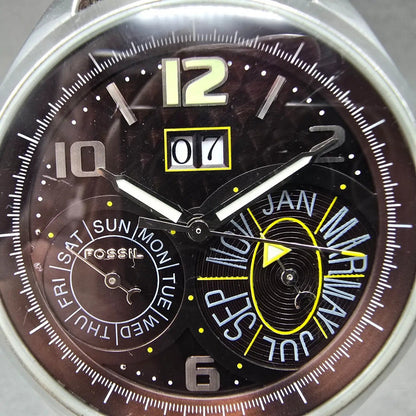 Fossil Automatic Watch Men 45mm Brown Dial Steel Triple Calendar ME1031 Runs1