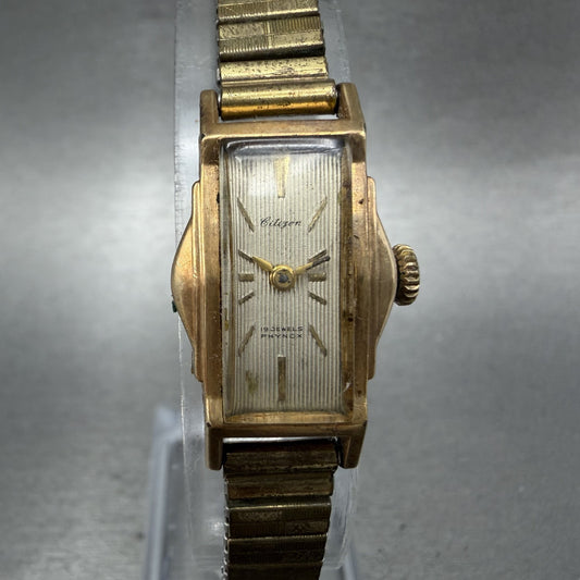 Citizen Phynox Tank Watch Women 16mm Silver Dial 14K Gold Filled Manual Wind Run0