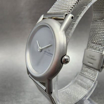 Skagen Watch Women 25mm Silver Dial Steel Round Mesh Band 4SSS New Battery