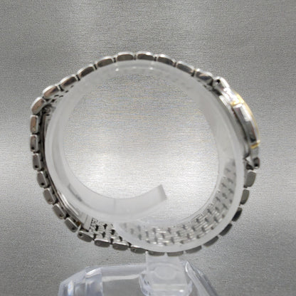 Seiko Exceline Watch Women 24mm Silver Dial Two Tone Round 73200410 New Battery8