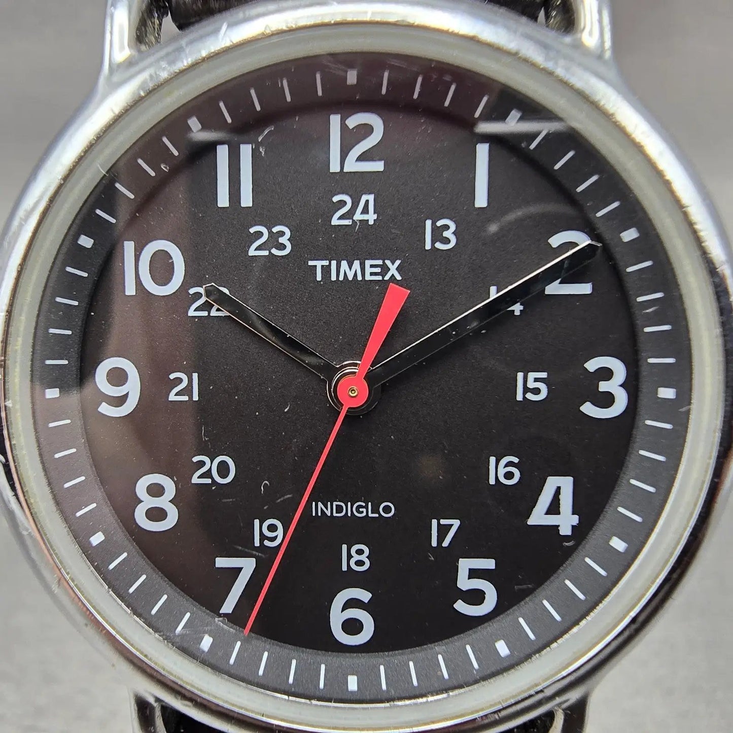 Timex Weekender Watch Men 37mm Black Dial Silver Tone Round T2N647 New Battery Q1