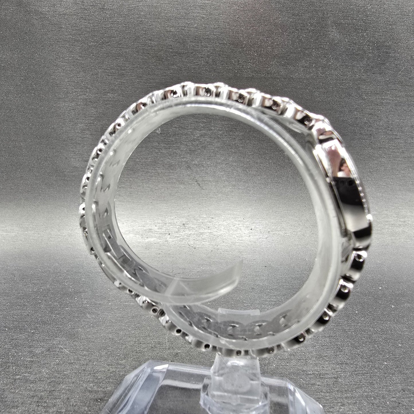 Wittnauer Watch Women 17mm MOP Dial Silver Tone Crystal Bezel Oval New Battery8