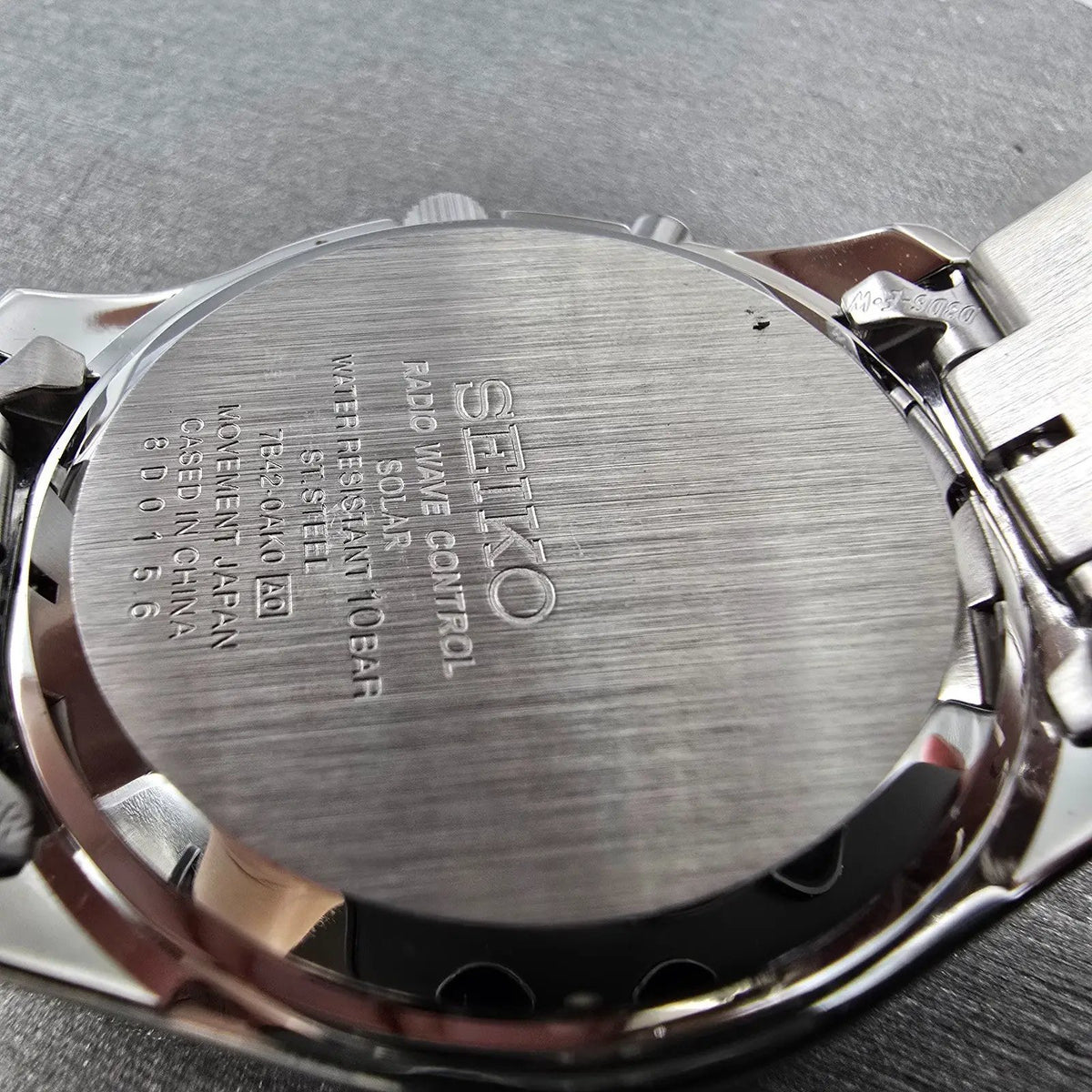 Seiko Atomic Solar Watch Men 39mm White Dial Silver Date Round 7B42-0AK0 PARTS11