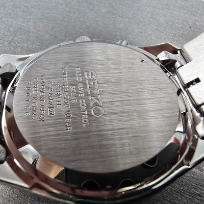 Seiko Atomic Solar Watch Men 39mm White Dial Silver Date Round 7B42-0AK0 PARTS11