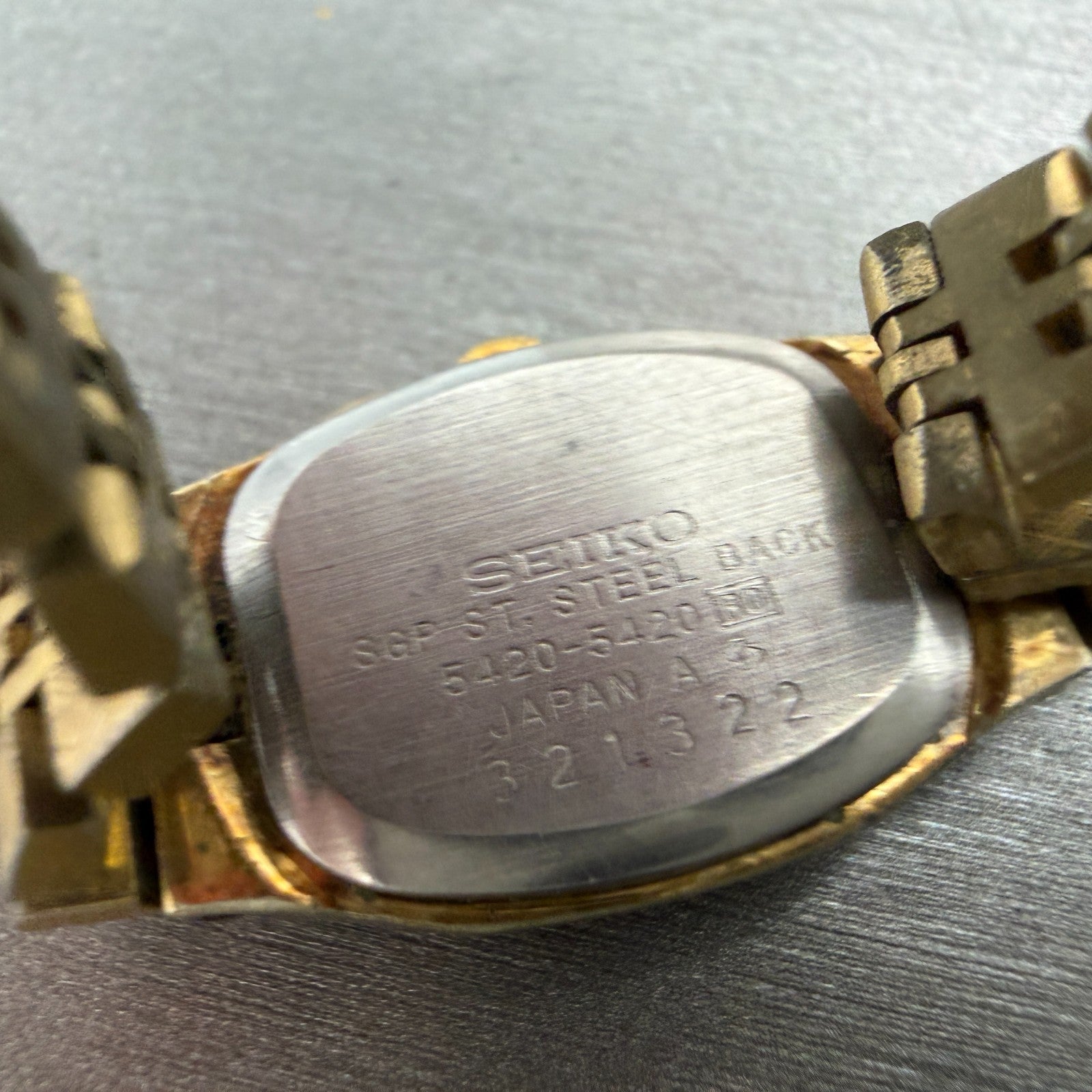 Seiko Watch Women 17mm Champagne Dial Gold Tone Octagon 5420-5420 New Battery9