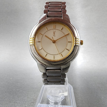 Yves Saint Laurent Watch Women 32mm Champagne Dial Two Tone Round new Battery5