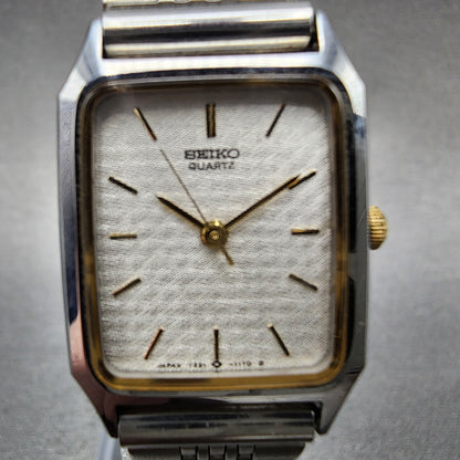 Seiko Tank Watch Women 20mm Silver Dial Two Tone 73215700 New Battery1
