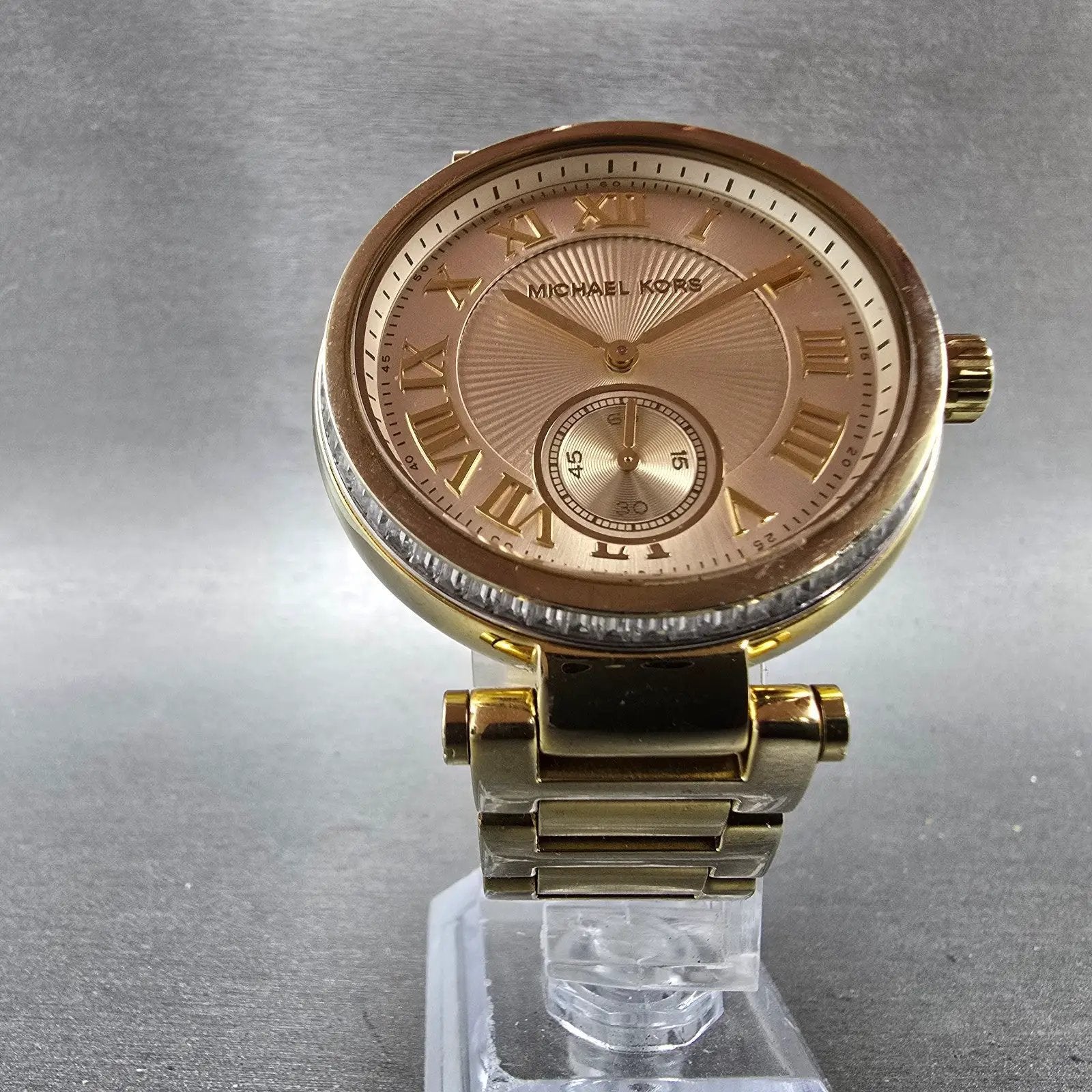 Michael Kors Skyler Watch Women 41mm Champagne Dial Gold Tone MK-5867 New Batt5