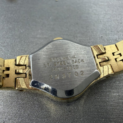 Seiko Watch Women 17mm Gold Dial Gold Tone Oval 1400-7389 New Battery Vintage AB9