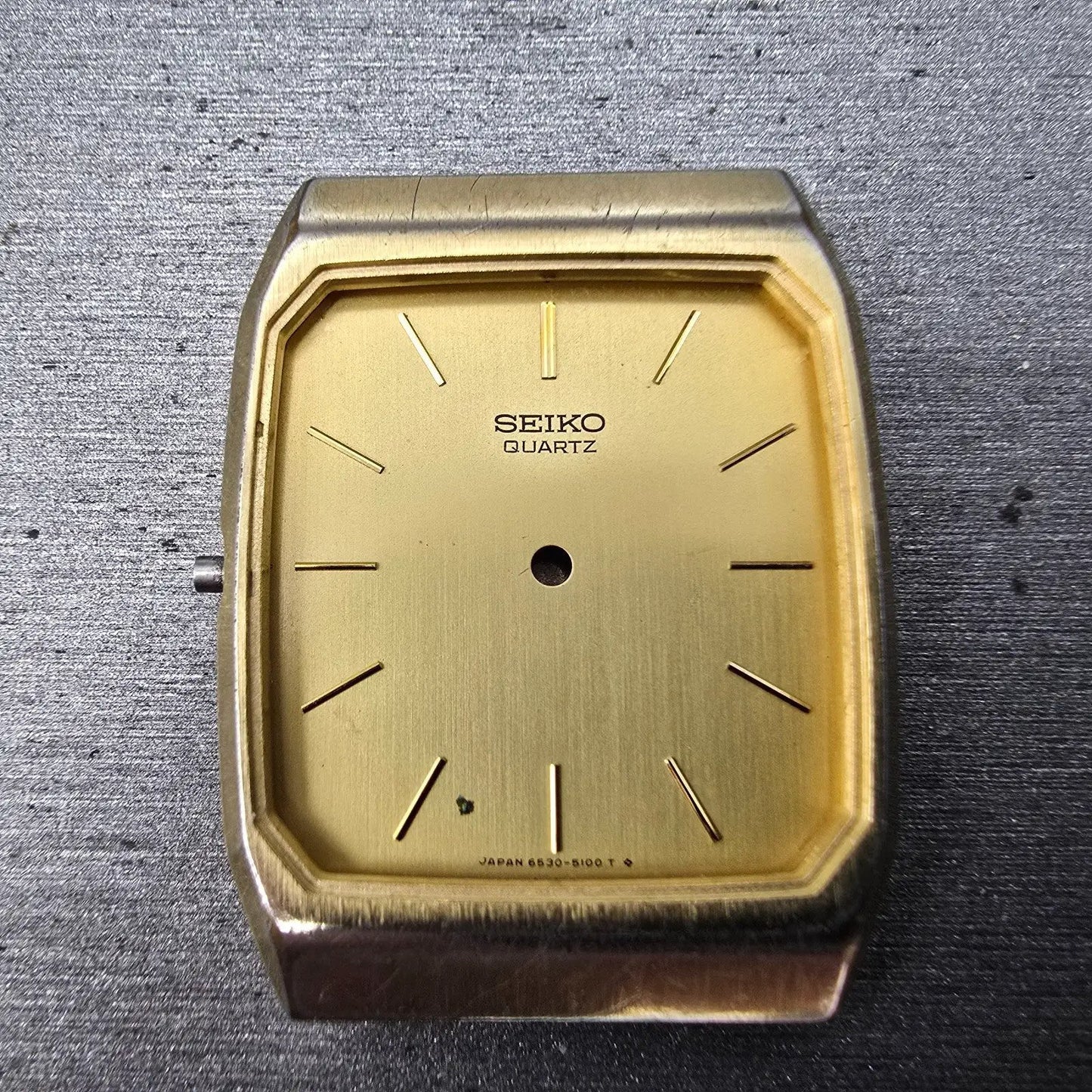 Seiko 6530-5080 Watch Case & Dial Champagne Dial Gold Tone Rectangle 27mm READ!!1