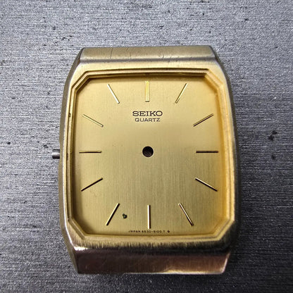 Seiko 6530-5080 Watch Case & Dial Champagne Dial Gold Tone Rectangle 27mm READ!!1