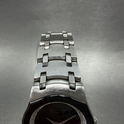 Wittnauer Watch Women 26mm Black Dial Steel Diamond Accents Round New Battery4