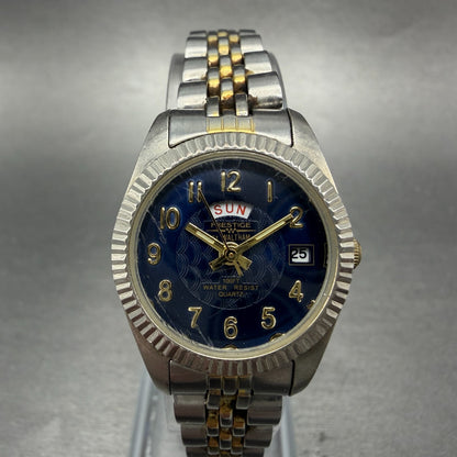 Waltham Prestige Watch Women 24mm Blue Dial Two Tone Daydate PC23 New Battery0