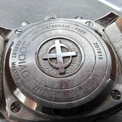 Zodiac Desert Master Chronograph Watch Women 40mm White Dial Steel Date New batt9
