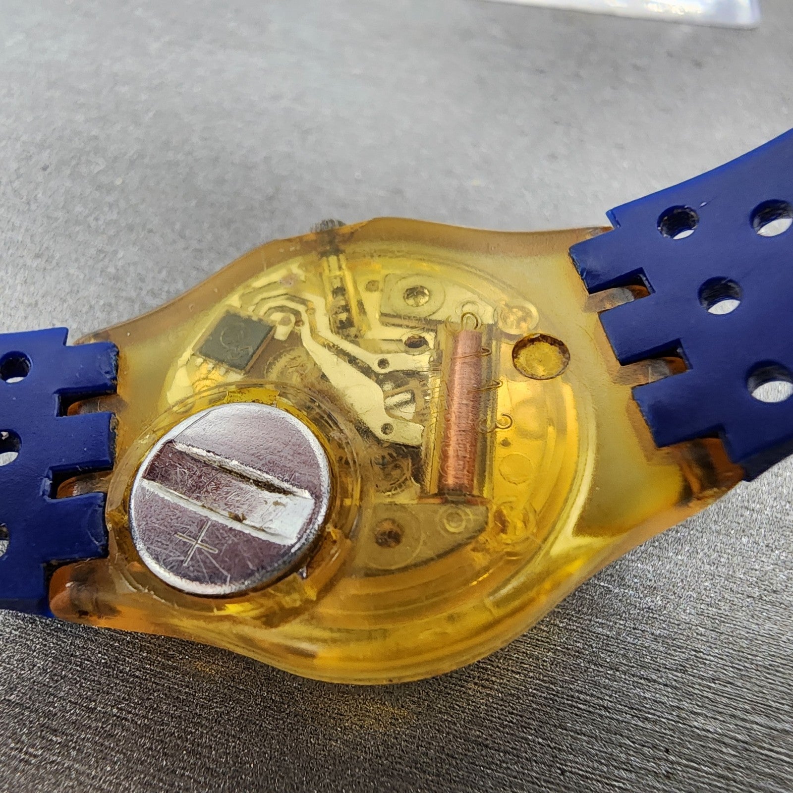 Swatch Gold Bride Watch Women 25mm White Dial Clear Case Round LK123 New Battery9