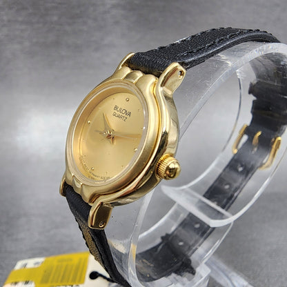 Bulova Watch Watch Women 20mm Gold dial Gold Tone Round New Batt NOS 92E964
