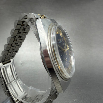 Seiko SQ Watch Men 35mm Blue Dial Two Tone Daydate Round 7123-8450 New Battery3