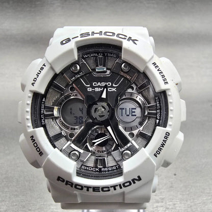Casio G-Shock GMA-S120MF Watch Men 45mm Silver White Chronograph Alarm New Batt0