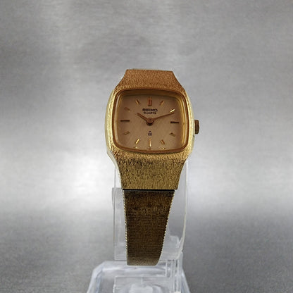 Seiko Watch Women 18mm Champagne Dial Gold Tone Rectangle 23205260 New Battery6